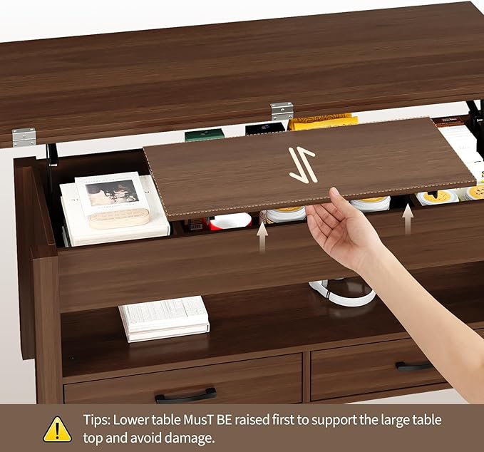 Garvee 40" Coffee Table Lift Top, Converts to Dining Table
