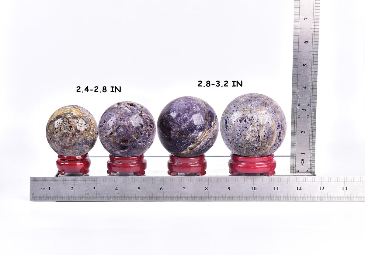 AMOYSTONE Purple Sphalerite Ball 2.4-2.8" Natural Crystal Sphere for Wiccan Rituals, Energy Channeling