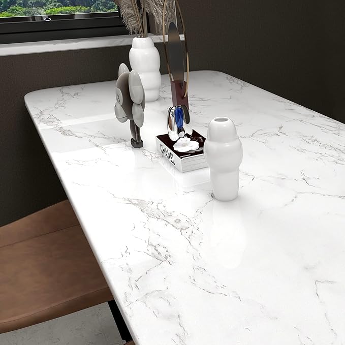 practicalWs Glossy Marble Contact Paper Granite White/Grey Kitchen Countertop