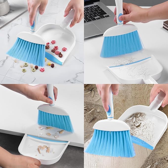 NACENA Small Dust Pan and Brush Set, Mini Broom and Dustpan Set Small Hand
