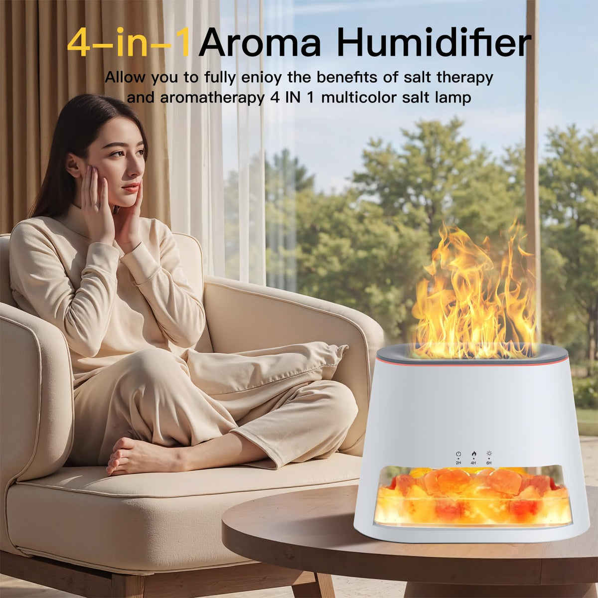 BieJiahWeiBie Luxury Himalayan Salt Lamp Humidifier & Aromatherapy Diffuser - 8 Color Mood Lighting w/Remote for Spa, Bedroom, Home Relaxation260ml (White)