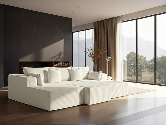 108" Cloud Sectional Couch, Comfort Sleep Sofa