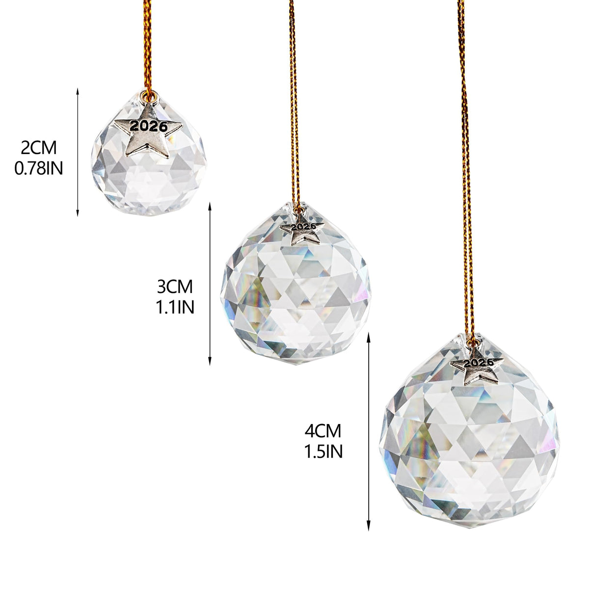 LOULIQIGIFT 13pcs Clear Crystal Ball Hanging Ornaments for Window Chandelier Parts 2026 Hanging Prisms for Birthday Wedding Mother's Day Decorations (20mm/30mm/40mm)