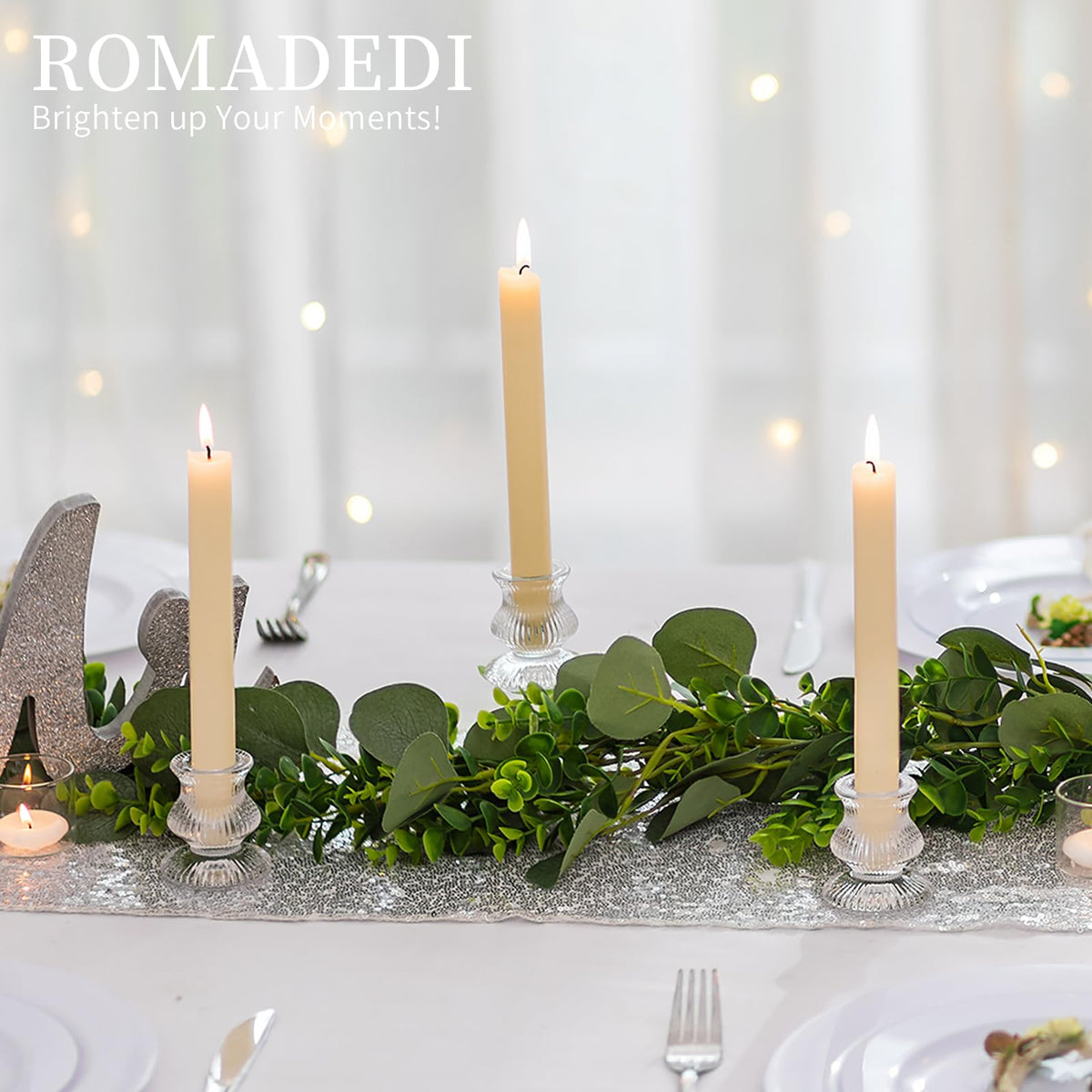 Romadedi Glass Candle Holder for Candlestick - 20 Pcs Clear Small Tapered Candle Holder Decor Bulk Wedding Table Centerpiece for Candle Sticks Christmas Party Living Room Dinner Advent