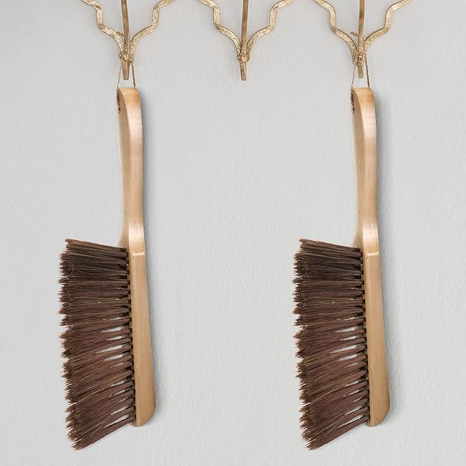 Patelai 2 Pieces Wooden Bench Brushes, Soft Bristles, Long Wood Handle