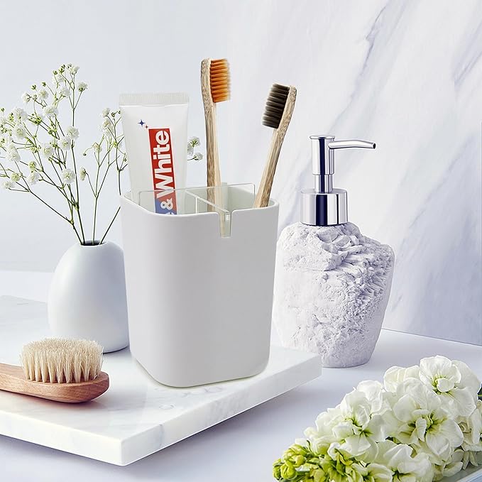 Toothbrush Holder for Bathroom, 4 Slots Electric Toothbrush and Toothpaste