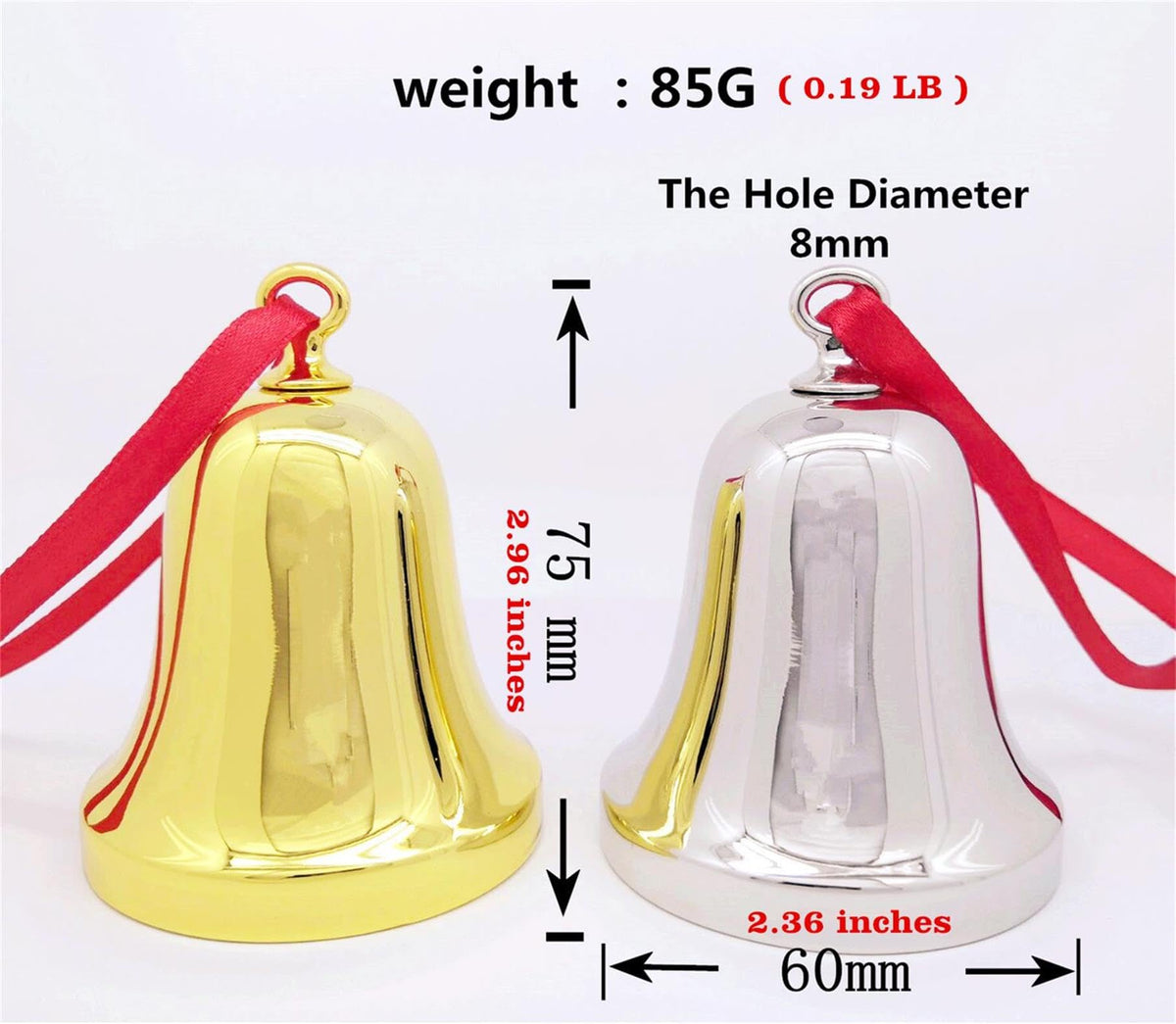 FKOG Christmas Bell Ornament 2026, Silver Metal with Snowflake Charm, Red Ribbon, Quote - The Sweetest Sounds are Shared Design, Holiday Tree Decoration, 3x2.4x2.4 Inches (Silver)