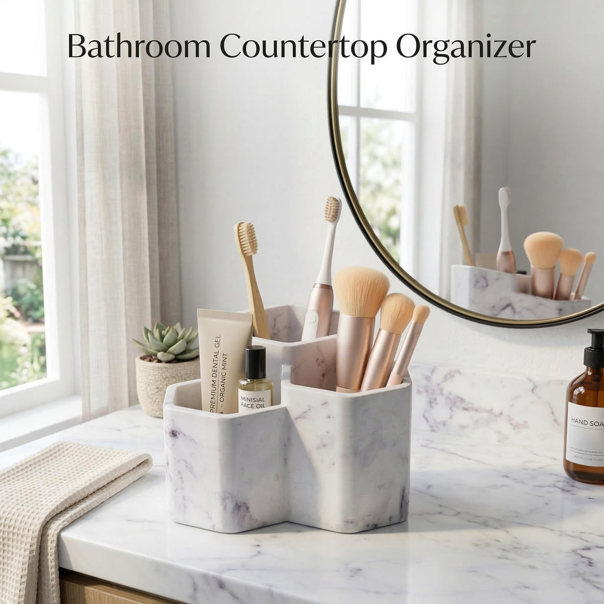 Resin Toothbrush Holders for Bathrooms, Electric Toothbrush and Toothpaste Holder,3 Slots Tooth Brush Organizer for Bathroom Countertop, Shower, Vanity