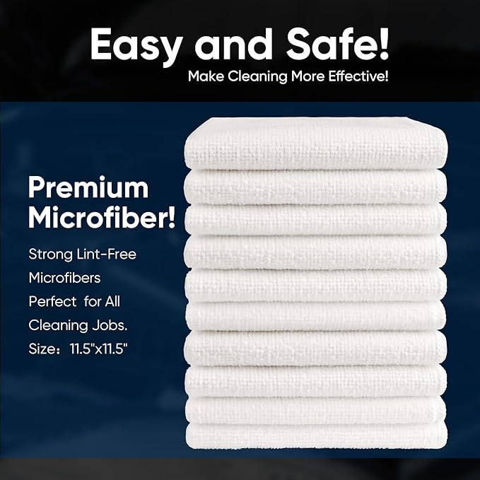 AIDEA Microfiber Cleaning Cloth White-100PK, Absorbent Cleaning Rags,