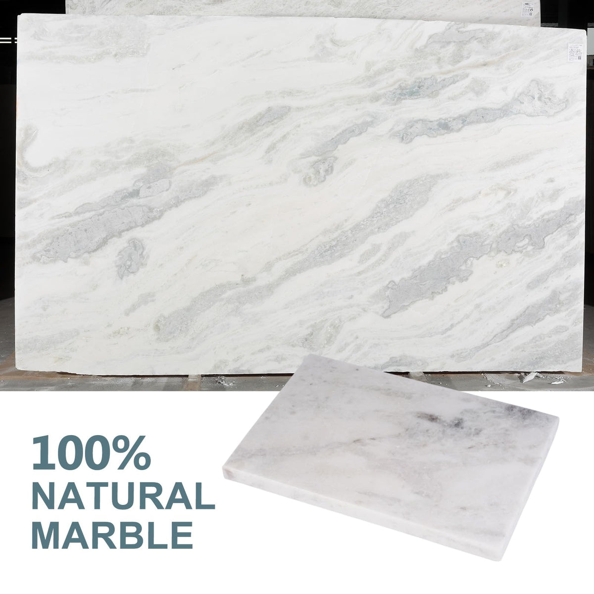 BCS Natural Marble Cutting Boards for Kitchen - 12" x 8" Multi-Purpose Pastry Marble Tray Cheese Board Marble Slab for Counter, Bathroom Perfume Tray Jewelry Candle Plate (Namib Fantasy)