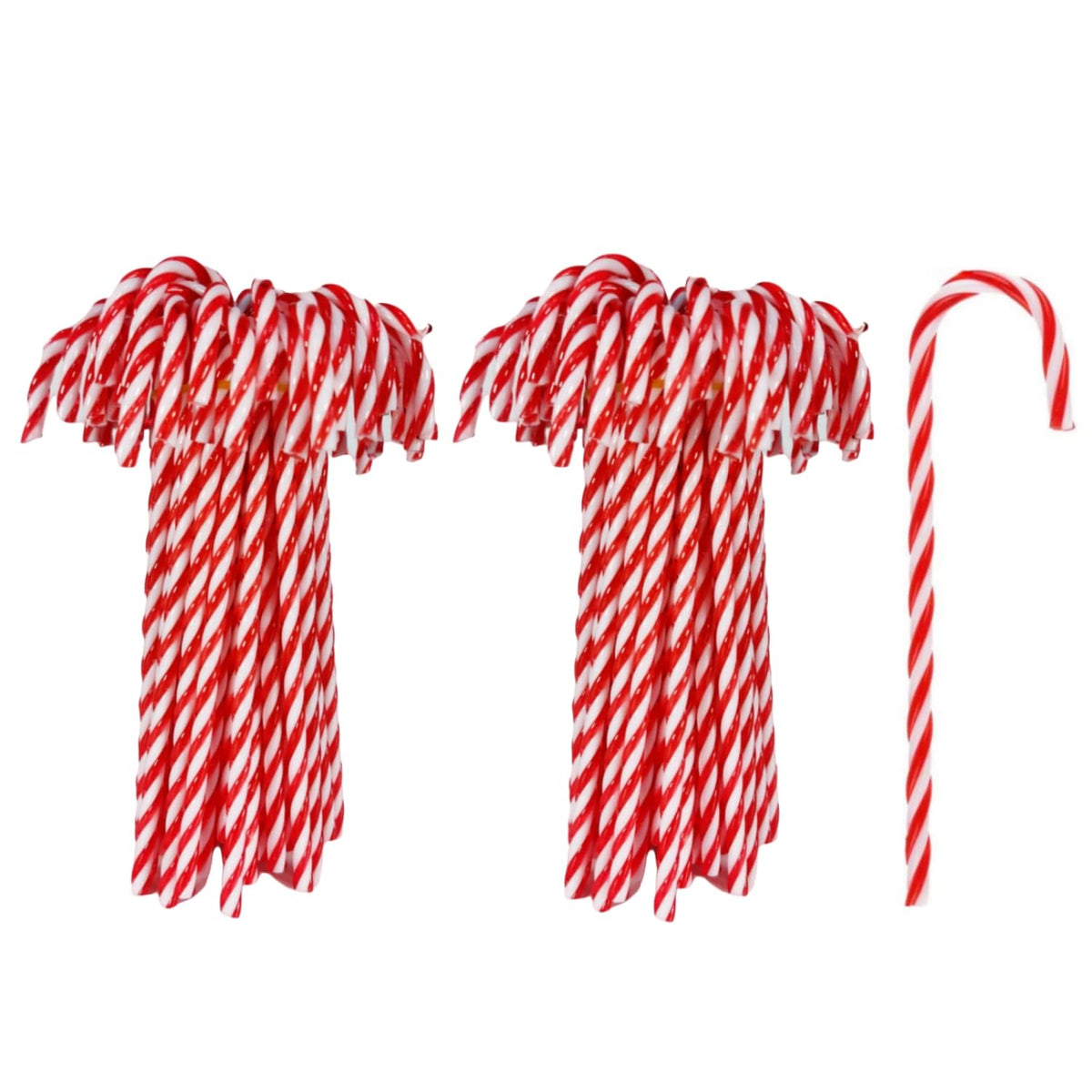 100 Pcs Christmas Candy Canes 5.9 inch Plastic Christmas Tree Hanging Ornaments Twisted Red White Crutch Candy Canes for Xmas Home Indoor Outdoor Party Decoration (C)