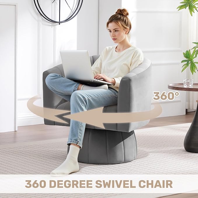Swivel Accent Barrel Chair Set of 2, Cute Comfy Small Round 360° Arm Chair