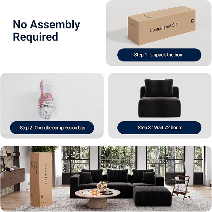Avenco 141” 6-Seat Modular Sectional Sofa Couch, Individually Wrapped Coil