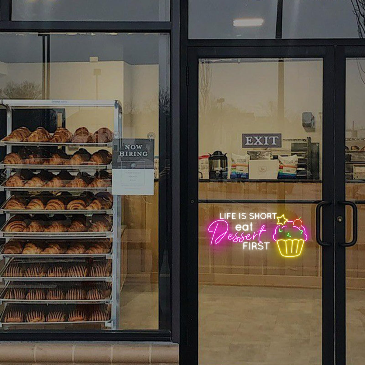 Life Is Short Eat Dessert First Neon Sign, Dessert Cake Store Wall Decor, Cupcake Bakery Led Lights, Strawberry Cake, Tea & Cake Shop, Restaurant Gaming Hotel Shop Club Restaurant, Family Party