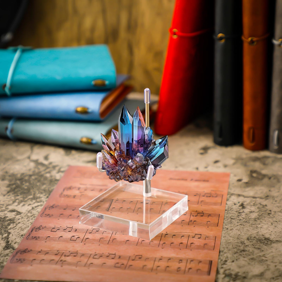 Suzile 4 Pcs Adjustable Metal Arm Display Stand Easel with Acrylic Base Rock Display Easel Holder Acrylic Crystal Clear Plate Stand for Geodes Mineral Agate(Silver,2.4 x 2.4 x 3.5 Inch)
