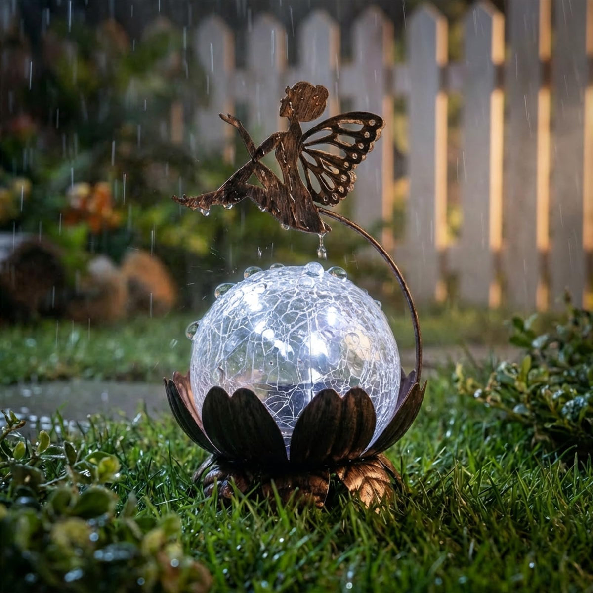 MUMTOP Solar Lantern Fairy Light, Crackle Glass Solar Lights Outdoor LED Waterproof Tabletop Lamp for Table, Yard, Garden, Patio, Lawn Decor or Mother's Day Gifts