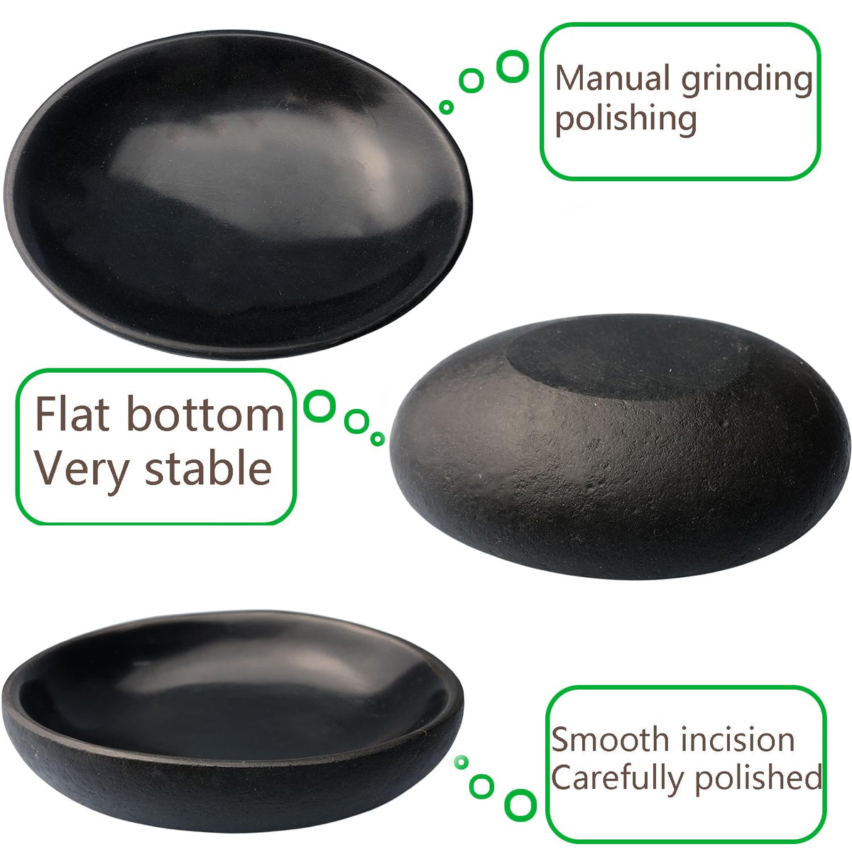 XIOFU Handmade Decorative Bowl - Natural River Stone Pebble Artisan Crafted Serving Dish | 4-6 Inch Unique Decorative Tray for Home Centerpiece, Jewelry Holder (black)