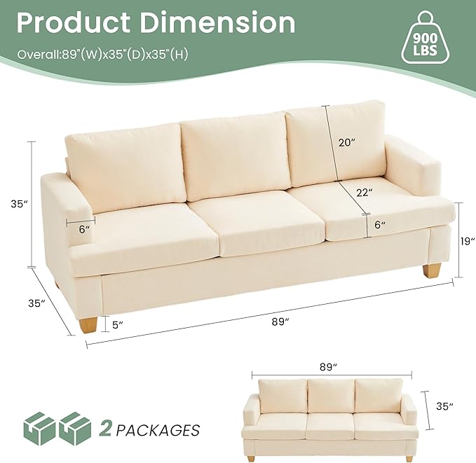 YOUDENOVA Sofa, Modern Comfy Couches