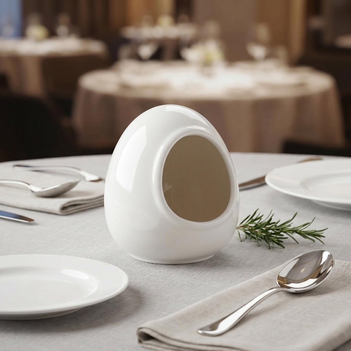 MAGICLULU Salt Pig, 1pc Egg Shaped Salt Cellar Crock, Ceramic Countertop Spices Storage Container, White Condiment Jar For Kitchen, Restaurant Hot Pot Seasoning Server, Chili Oil Sugar Bowl