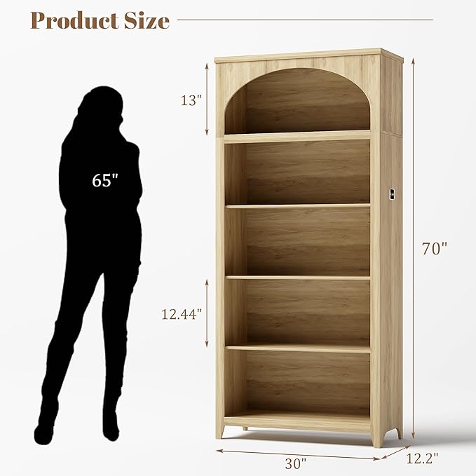 Dystler 5-Tier Arched Bookshelf