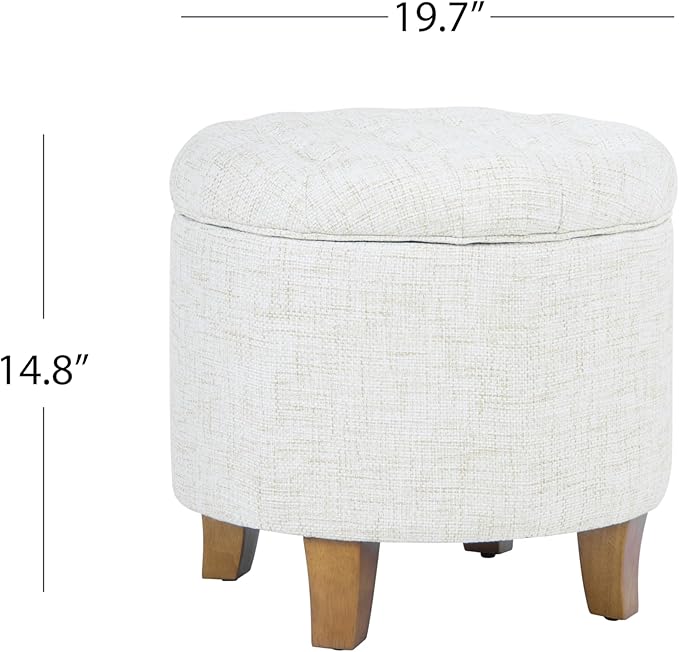 Homepop Home Decor | Upholstered Round Tufted Foot Rest Ottoman | Ottoman
