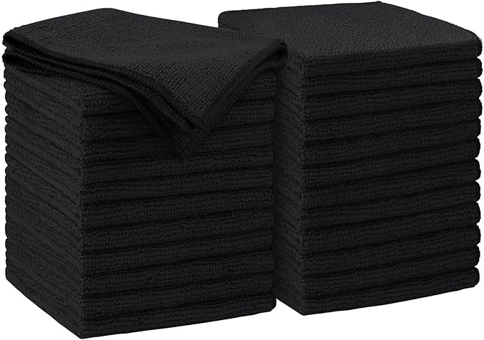 AIDEA Microfiber Cleaning Cloth Black 24PK, Microfiber Towels