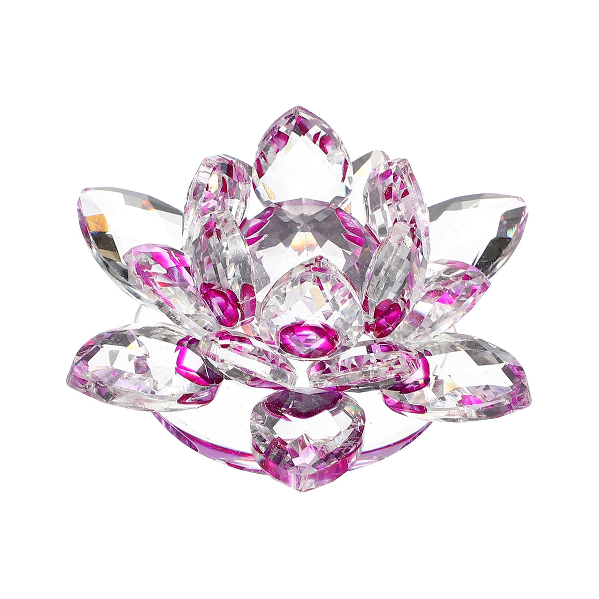 uxcell Crystal Lotus Flower Figurine 2.6"x2.6" Decorative Lotus Flower Ornament Clear Lotus Figurine for Home Office Tabletop Centerpieces, Purple