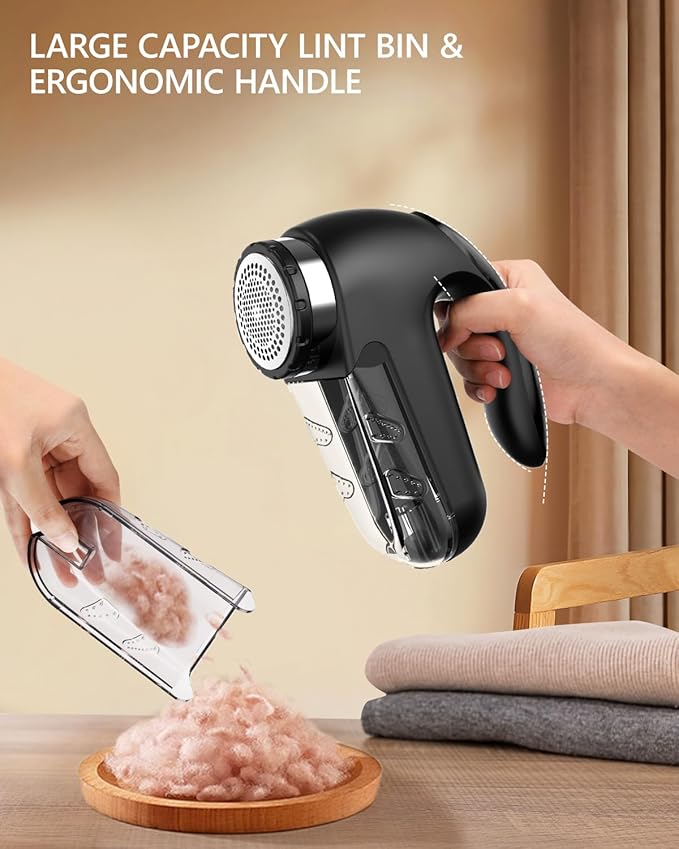 Electric Fabric Shaver with LED Display, 2-Speeds Lint Remover, Rechargeable