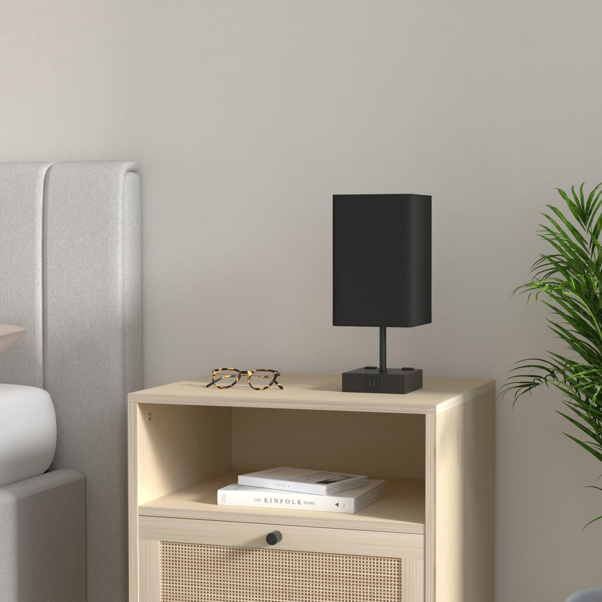 Sailstar Table Lamp for Bedroom, 3 Way Dimmable Touch Bedside Lamp, Small Lamp with 2 USB C+A Charging Ports, Black Nightstand Lamps for End Table, Living Room, Desk, Bulb Included