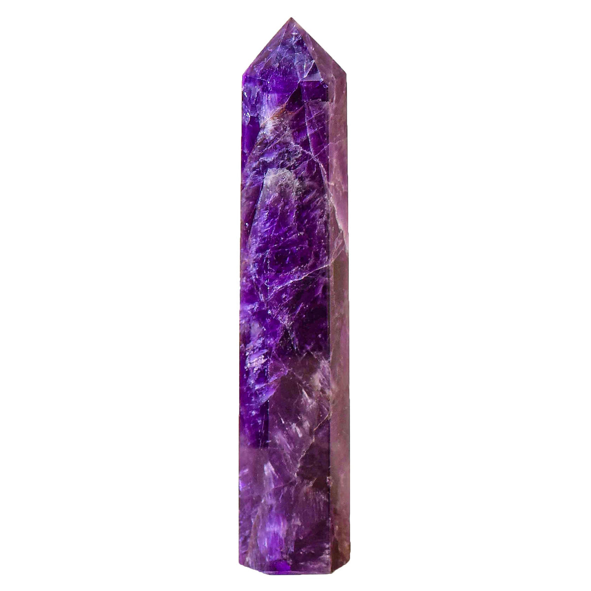 WUYOUSHI Large Natural Dream Amethyst Healing Crystal Wand 5.11-5.9" Natural Crystal Tower 6 Faceted Chakra Crystal Point Meditation Therapy Reiki Energy Stone Home Decor Collection Gift