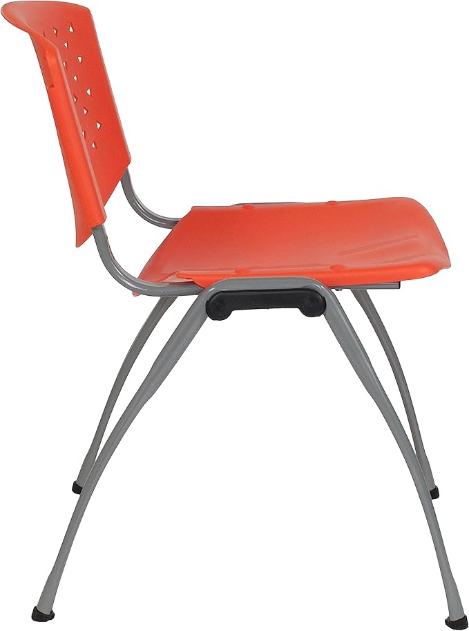 Flash Furniture HERCULES -5 Pack 880 lb. Capacity Orange Plastic Stack Chair |