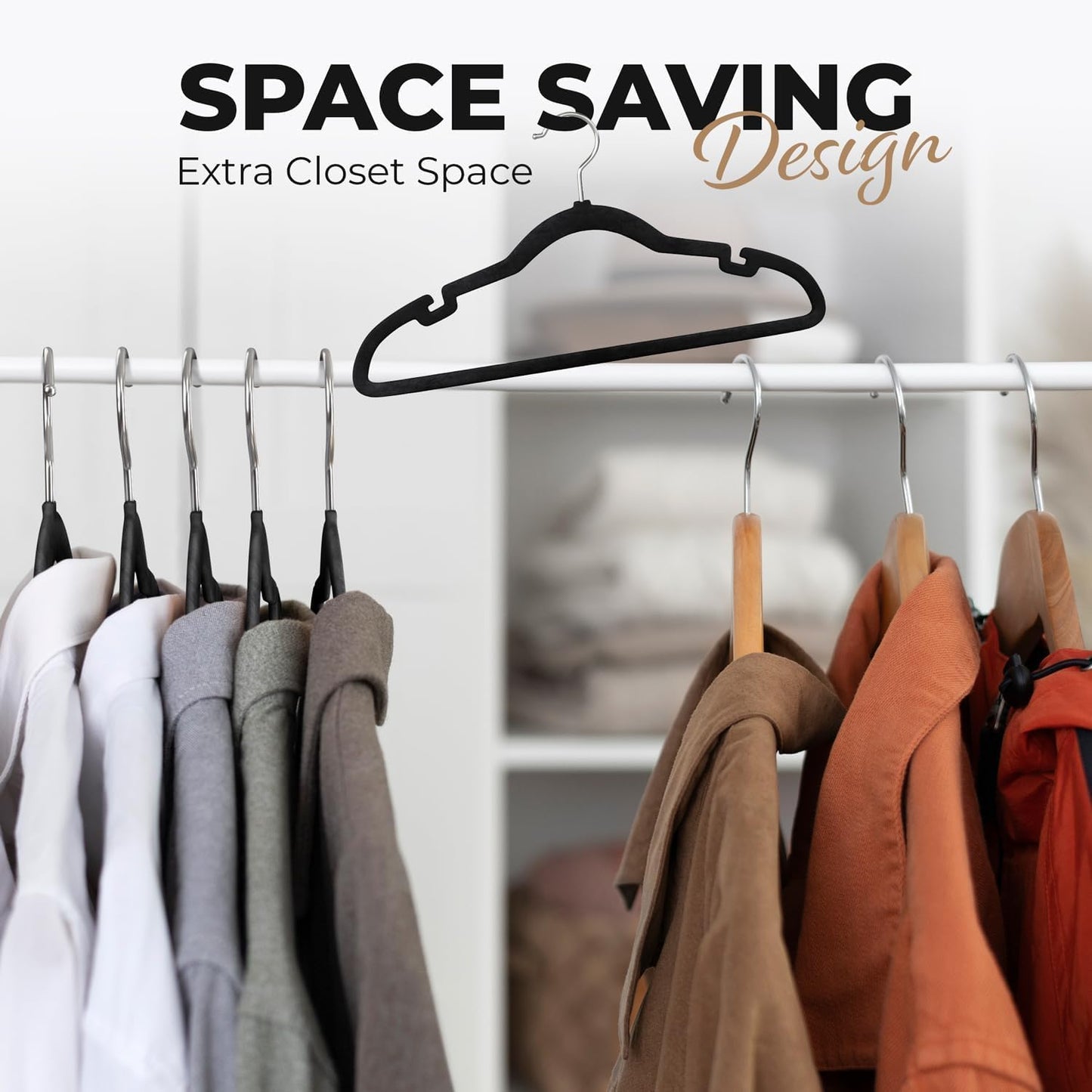 Modern Space Velvet Hangers - 200 Pack Slim Space-Saving Design for Shirts, Pants, and Dresses
