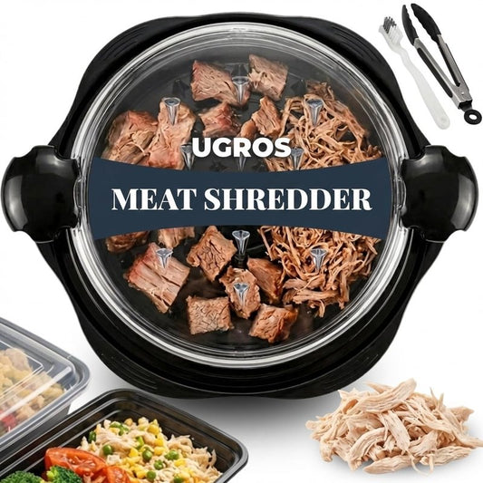 UGROS Chicken Shredder Large Tool Twist with Middle Plate, Food Tongs and Brush, Chicken Breast Shredder with Visible Anti Slip Design and Ergonomic Handles, BPA Free, Suitable for Chicken Pork Beef