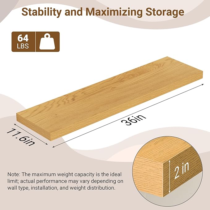 36 Inch Floating Shelves, 12 Inch Deep Floating Shelves