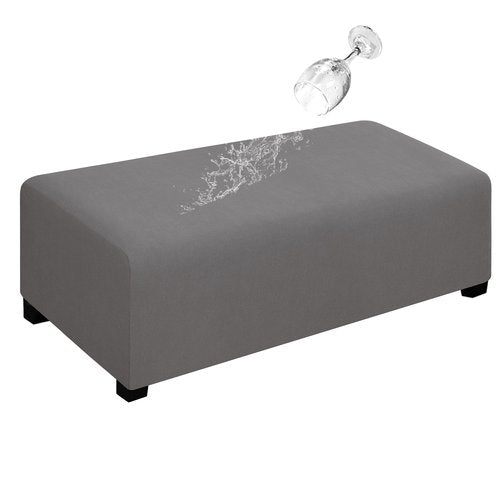 Easy-Going 100% Dual Waterproof Stretch Ottoman Cover Rectangle Folding Storage Stool Furniture Protector Soft Slipcover for Living Room with Elastic Bottom (XX Large, Light Gray)