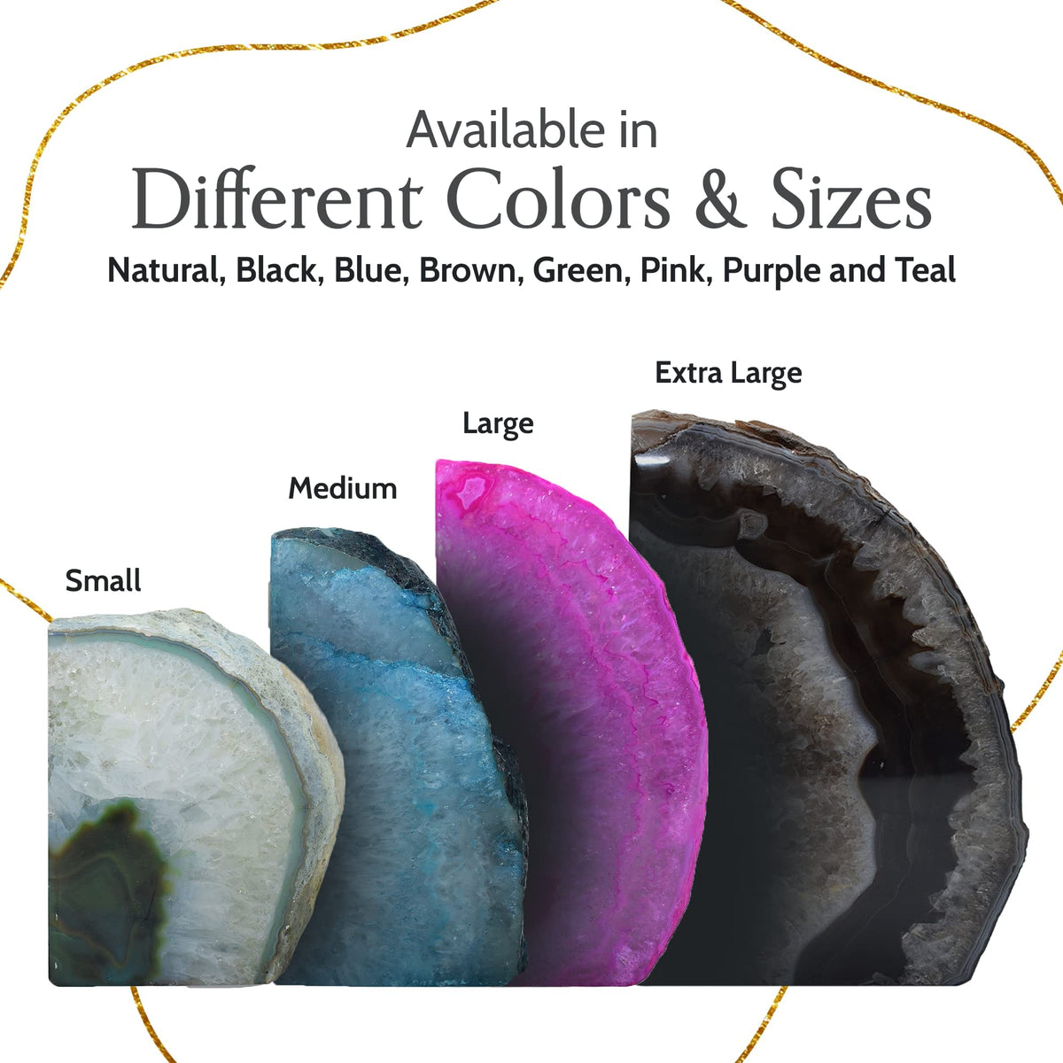 Nature's Decorations Agate Bookends - A Quality Green Geode with Non-Skid Rubber Bumpers for Shelves, Office, Home Decor, Heavy Duty Cute Stone (3-4 LB)