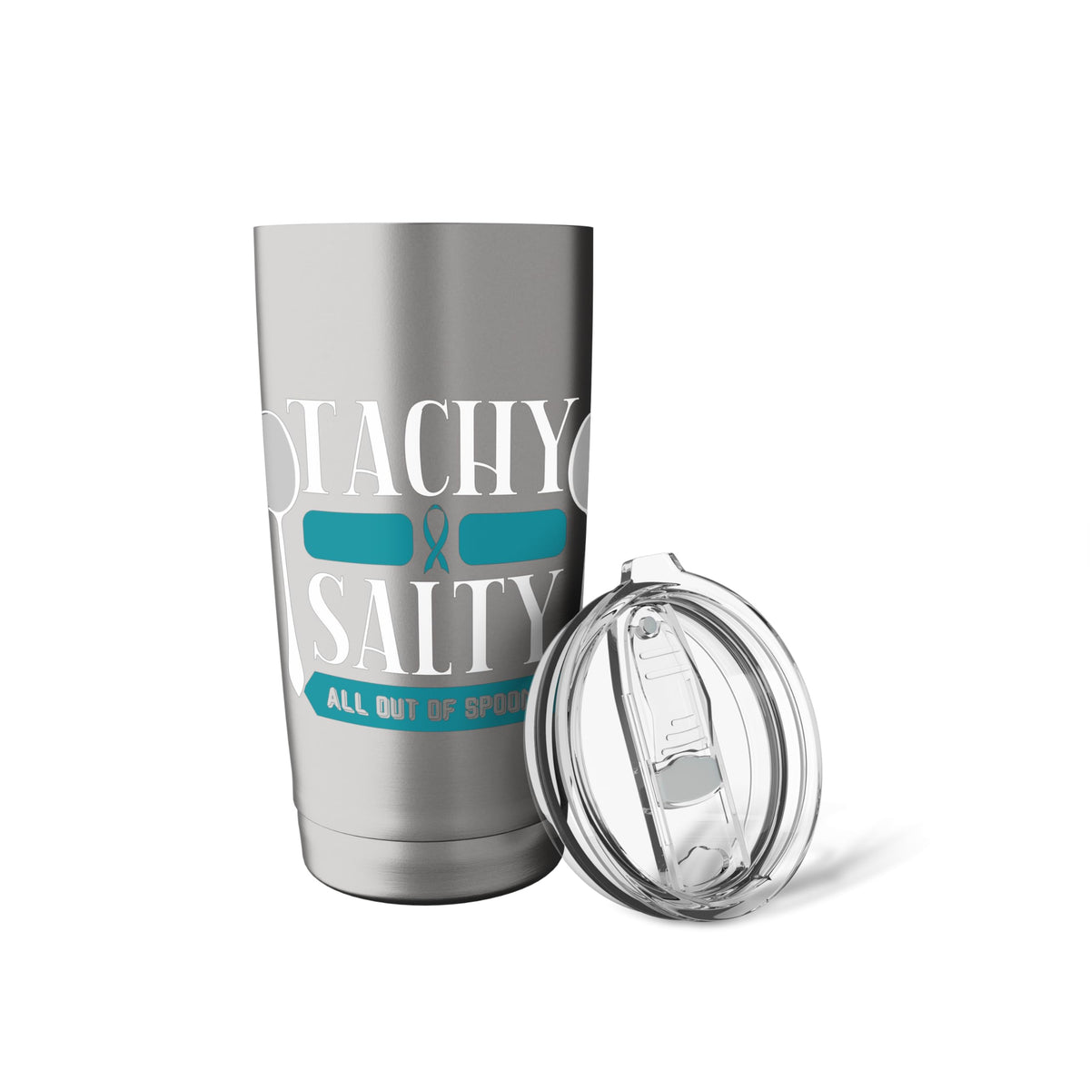 Salty Out Of Spoons POTS Salt Dysautonomia Turquoise Ribbon Stainless Steel Insulated Tumbler