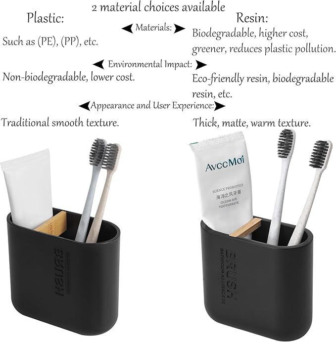 rejomiik Toothbrush Holders Resin Bamboo Tooth Brushing Holder