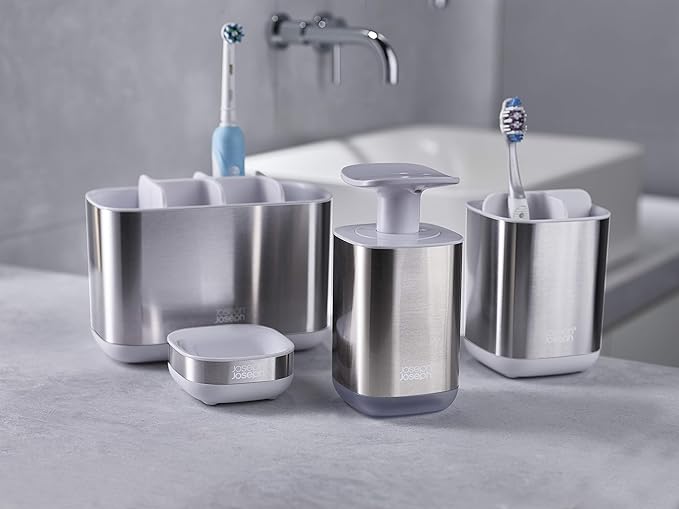 Joseph Joseph EasyStore Stainless-Steel Toothbrush Holder Bathroom Storage