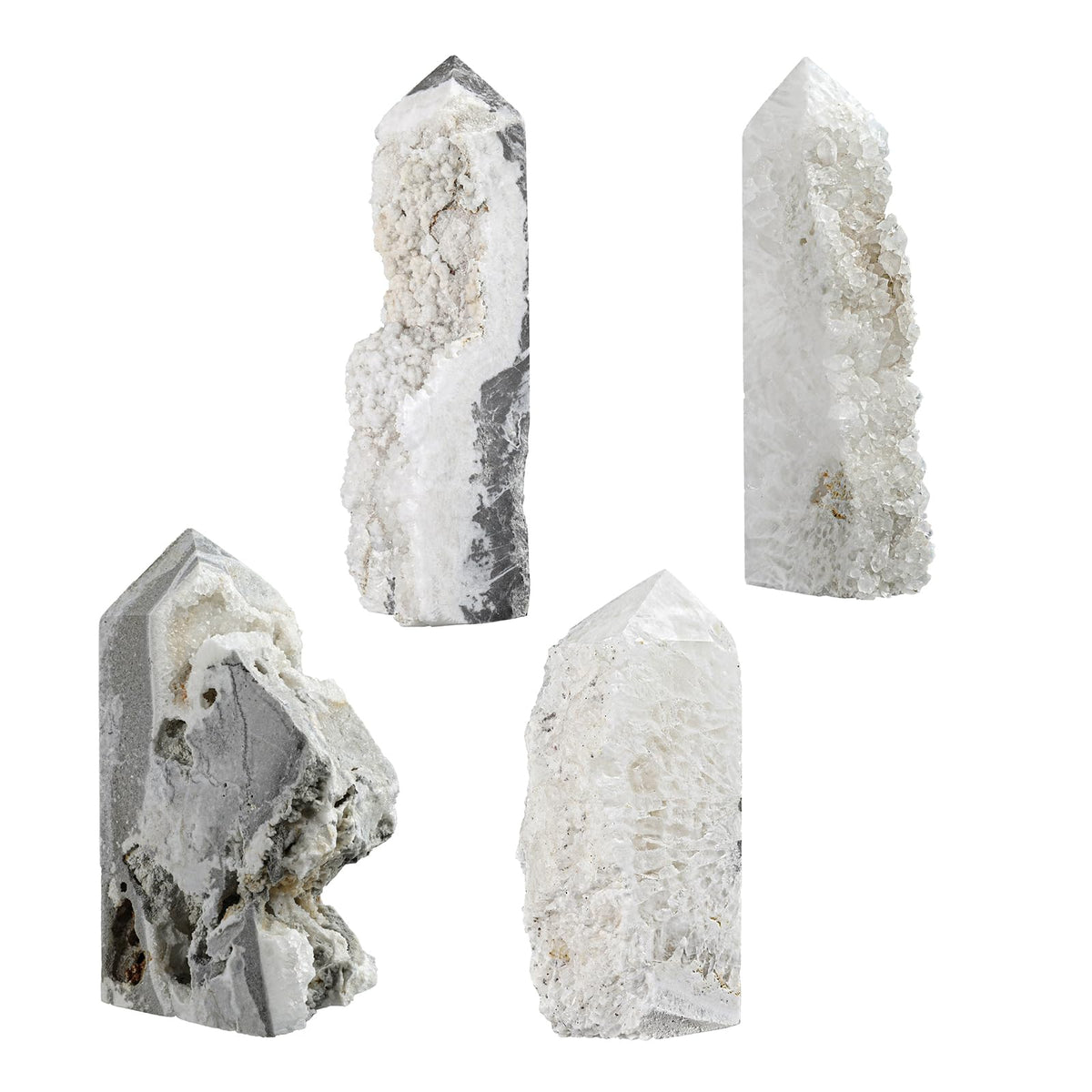 Sportmusies Natural Rock Crystal Cluster Obelisk Wand Tower Home Office Decoration, Irregular-Shaped Geode Stone Mineral Specimen Reiki Collection, 2.48-4.92 inches