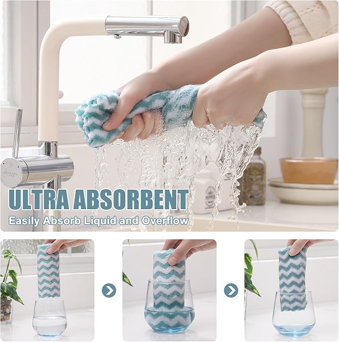 Homaxy 12 Pack Kitchen Dish Cloths, Ultra Soft and Absorbent Dish Towels