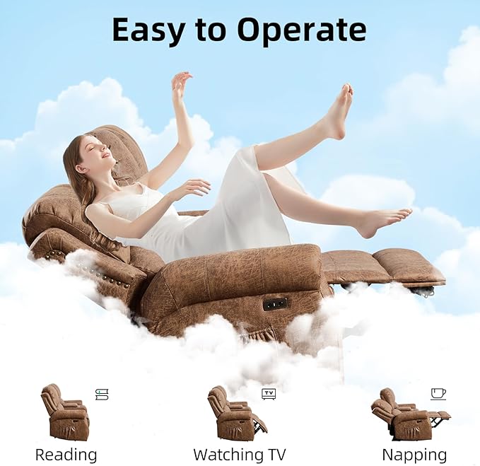 EBELLO 2 Piece Power Faux Leather Recliner Sofa Set, Reclining Living Room