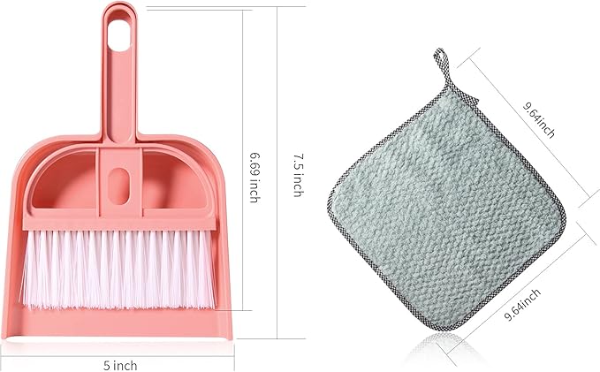 Lamoutor 3 Pack Mini Hand Broom and Dustpan Set Small Dust Pans