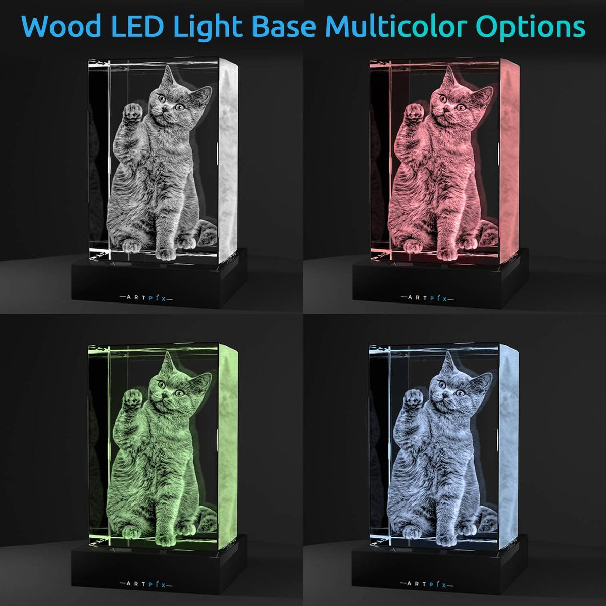 ArtPix 3D Crystal Photo, Personalized Gifts for Women, Wife, Mom, Her, Him, Men, Great Customized Gift With Your Own Photo - Anniversary, Wedding, Birthday - Custom Glass 3D Laser Etched Picture Frame