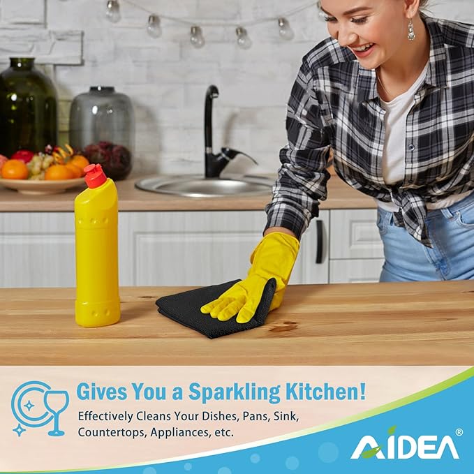 AIDEA Microfiber Cleaning Cloth Black 24PK, Microfiber Towels