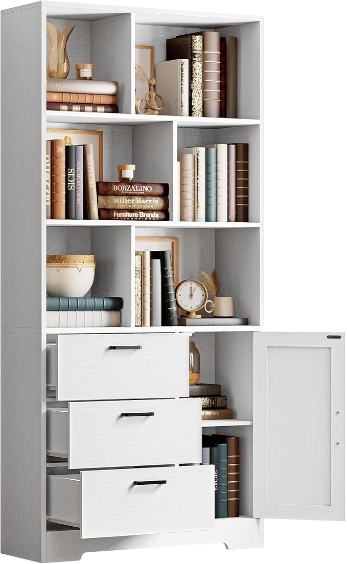 IRONCK Bookshelf, 70.9 Inch Tall Bookcase, 3-Tier Bookshelves