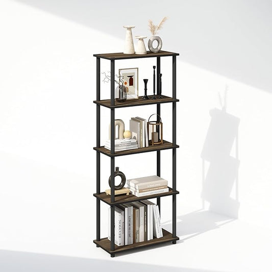 Furinno Turn-N-Tube Book Shelf, 5-Tier Bookshelf, Bookcase