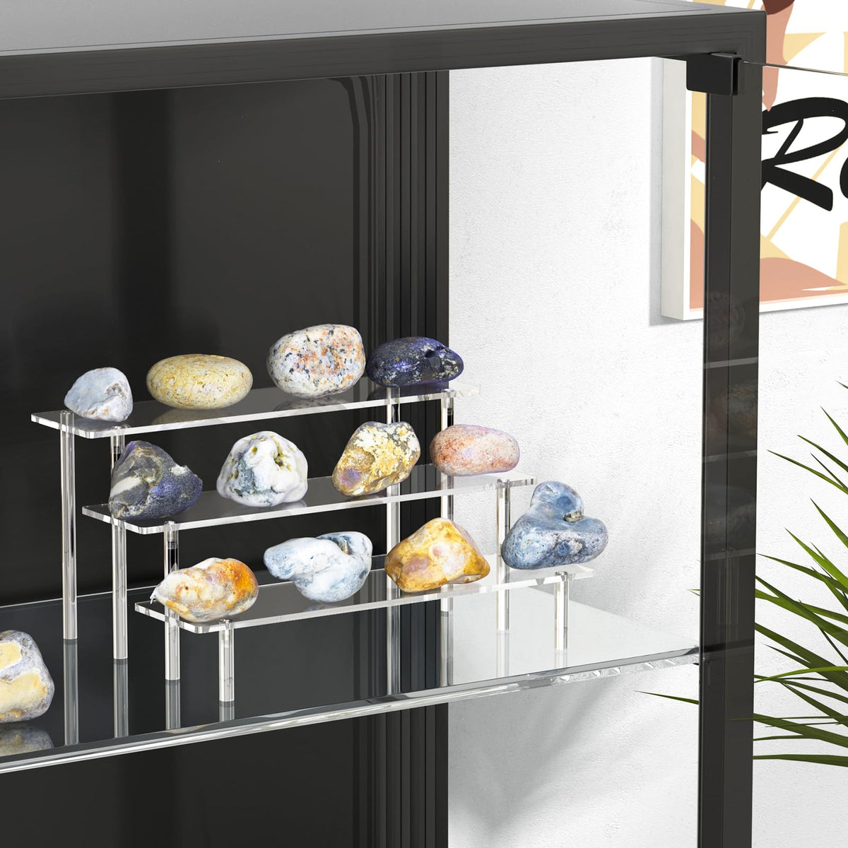 3 Tier Acrylic Display Risers, Large Perfume Organizer Stand, Clear Cupcake Stand Holder, Display Shelves for Figurines, Dessert Shelf for Party, Risers Display Stand for Decoration (2 Pack)