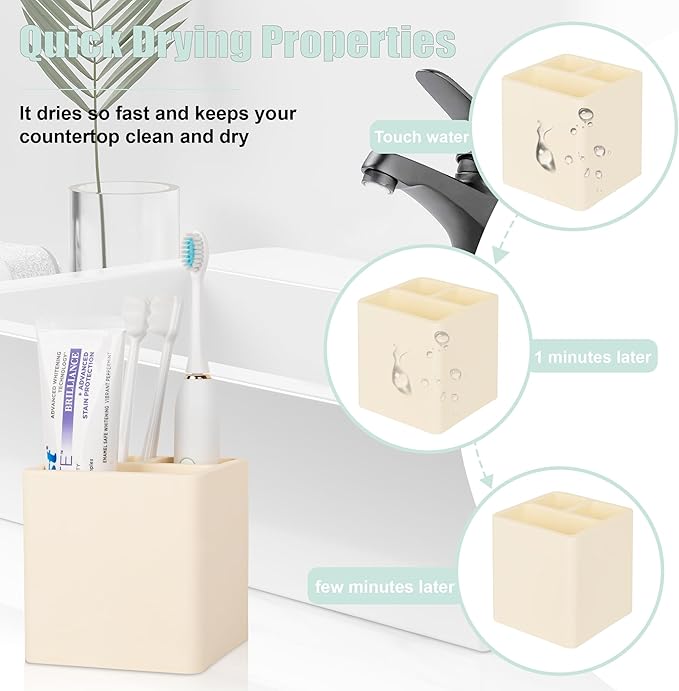 Diatomite Toothbrush Holders for Bathrooms, Electric Toothbrush and Toothpaste