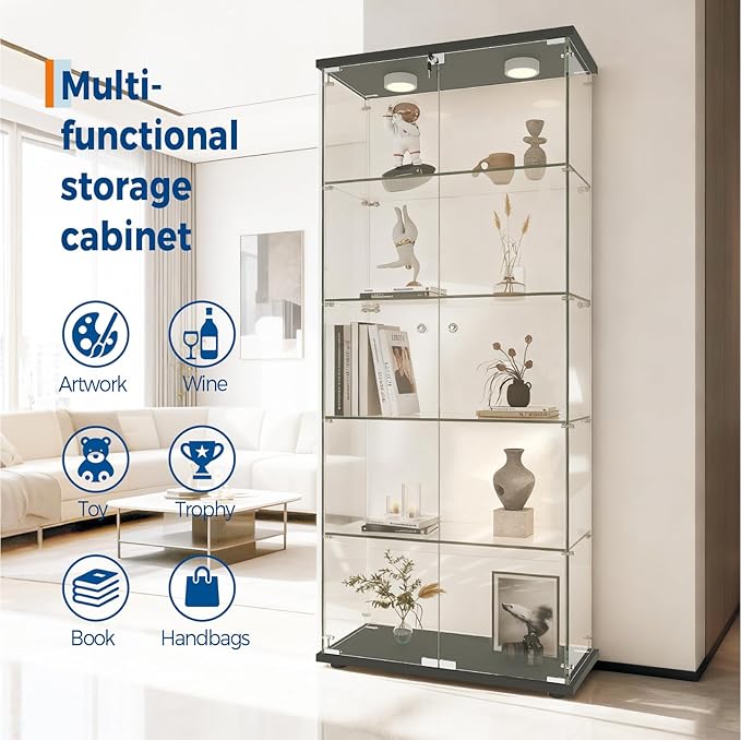 IDEALHOUSE Tempered Glass Display Cabinet